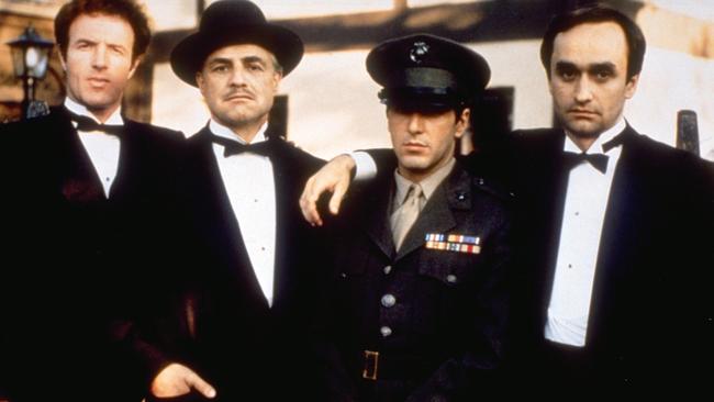 James Caan, Marlon Brando, Al Pacino and John Cazale in The Godfather.