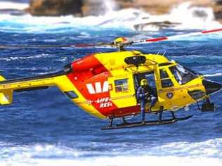 Westpac Rescue Helicopter rescues teenager off the rocks. Picture: Surf Life Saving Australia