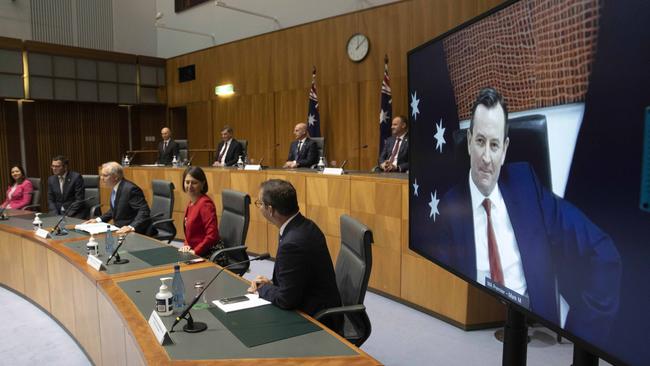 Heads of the federal, state and territory governments at a national cabinet press conference in Parliament House last December. Picture: NCA NewsWire / Gary Ramage