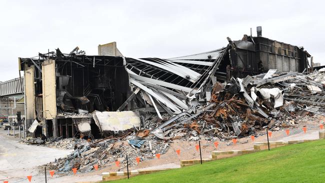 The scene after last year’s fire at the Murray Bridge facility. Photo AAP/ Keryn Stevens.