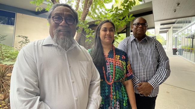 Professor Martin Nakata, Associate Professor Sana Nakata and Yarrabah Aboriginal Shire Council mayor Ross Andrews.