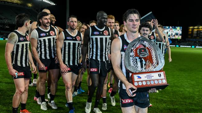 Audrey may only be three months old but Port has won eight of its 11 games since she arrived. She’s Connor’s good luck charm. Picture: Mark Brake/Getty Images.