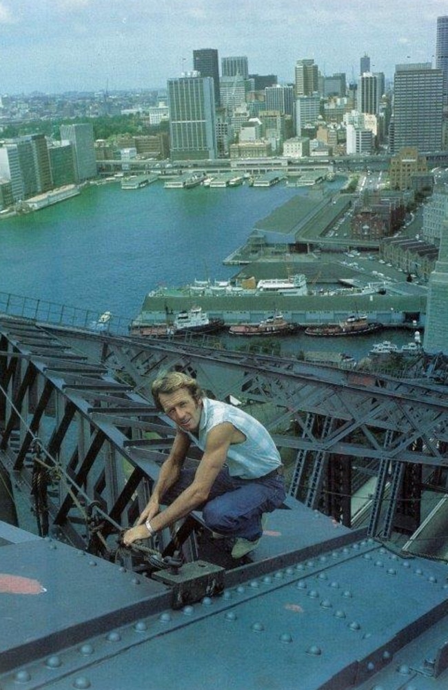 The Best view in the world ... Paul Hogan on top of Sydney Harbour Bridge.