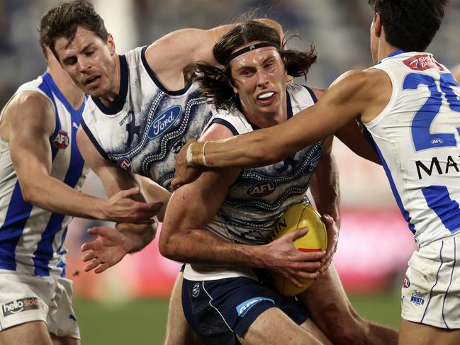 Henry slotted in seamlessly down back. Picture: Martin Keep/AFL Photos via Getty Images