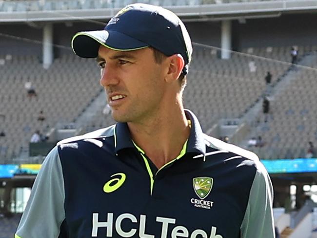 PERTH, AUSTRALIA - NOVEMBER 25: Pat Cummins of Australia looks on after losing the match during day four of the First Test match in the series between Australia and India at Perth Stadium on November 25, 2024 in Perth, Australia. (Photo by Robert Cianflone/Getty Images)