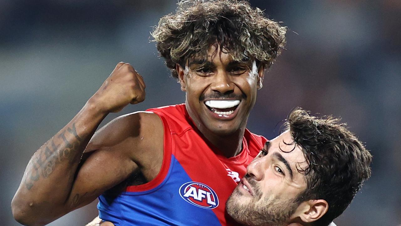 Kysaiah Pickett booted four brilliant goals to the Demons. Picture: Getty Images