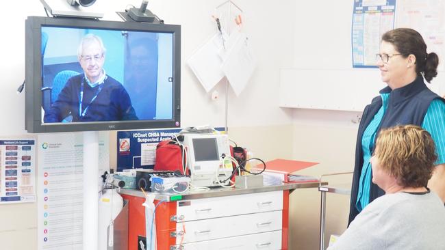 Telehealth at work in the Strathalbyn Health Service Emergency Department. Picture: SA Health