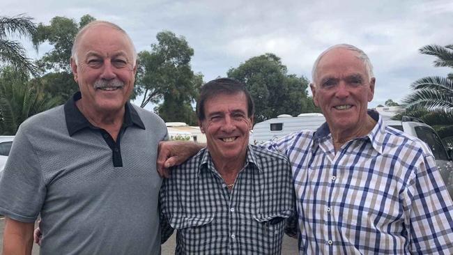 South Australian football legends Malcolm Blight and Neil Kerley both appeared in Noel’s Caravans television commercials. Picture: Supplied