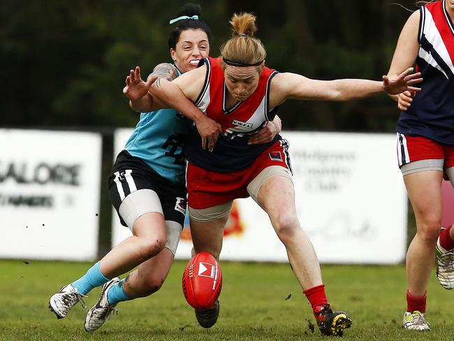 Jessica Trend lays a tackle in 2014. Picture: Paul Loughnan