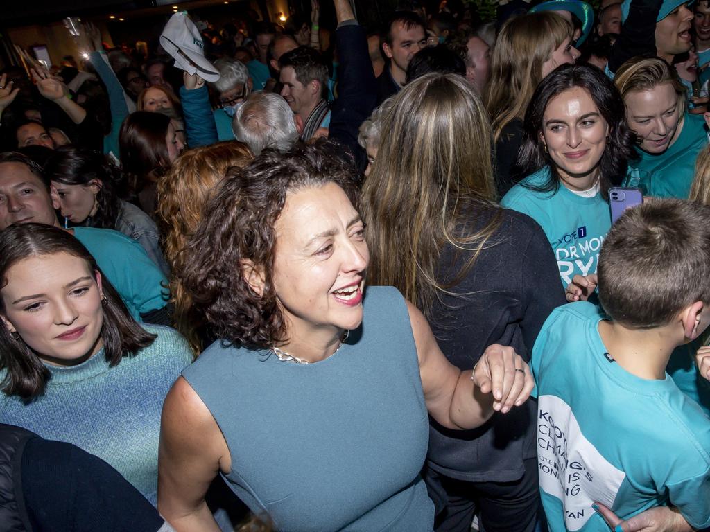 Monique Ryan celebrates at the Auburn Hotel. Picture: Sam Tabone/Getty Images