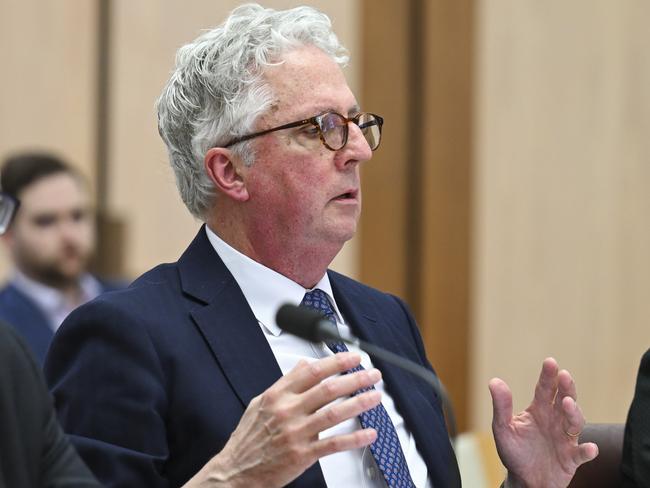 USYD vice-chancellor Mark Scott appears at a parliamentary hearing into anti-Semitism at Australian universities. Picture: Martin Ollman