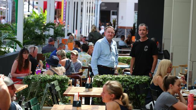 Harbour Town CEO Gary Webb with Dave Galven from Crafty's Sports Bar. Photo: Jason O'Brien