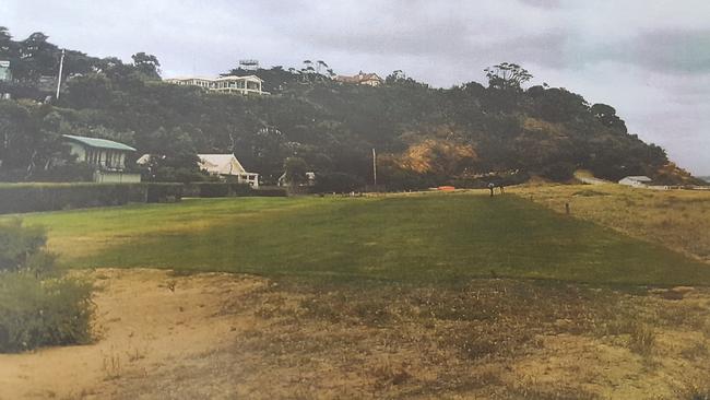 The section of Lindsay Fox's beachside land in Portsea that has been illegally turned into a lawn. Picture: Mornington Peninsula Shire.