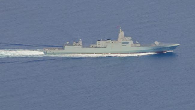 Chinese warship south of Tasmania on Wednesday. Picture: New Zealand Defence Force