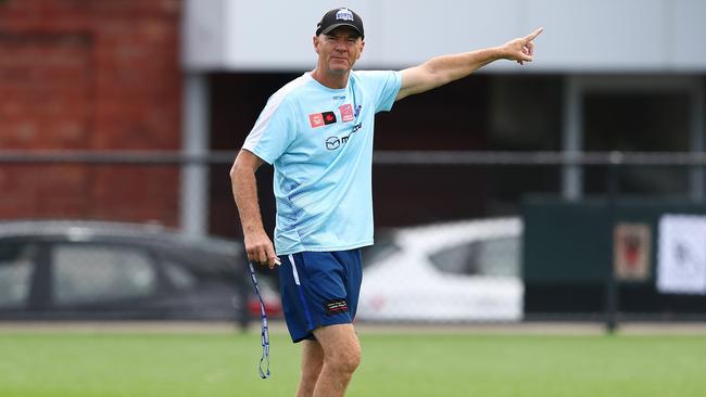 Newly crowned AFLCA Senior Coach of the Year Darren Crocker took North Melbourne through its strides during Wednesday’s main training session ahead of the AFLW Grand Final on Saturday night. Picture: Morgan Hancock / Getty Images