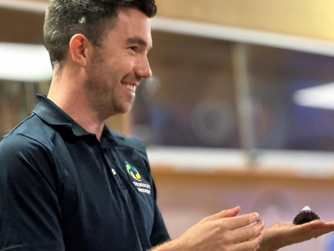 Nathan Bass marine biologist who takes a mobile aquarium to pre-schools and primary schools to teach them about ocean life. Picture: TAFE NSW