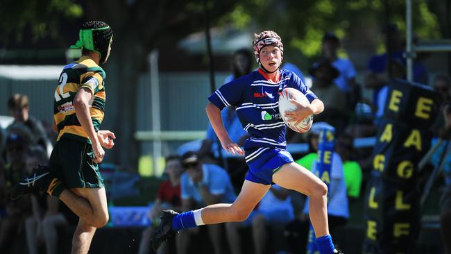 SURFERS PARADISE RUGBY, GOLD COAST , AUSTRALIA - April 10, 2021: Surfers Paradise Dolphins U14sv USQ Saints U14s - Day Two of King of the Country rugby tournament.Played at Surfers Paradise Eagles Rugby Ground at Southport. Picture: Scott Powick Newscorp