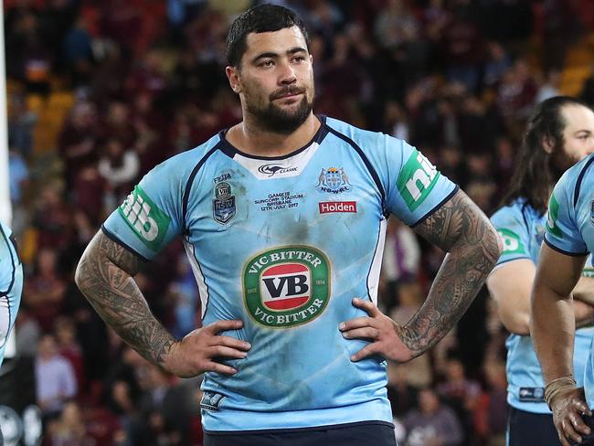 NSW's Andrew Fifita after NSW loss in Game 3 of the State of Origin series between the NSW Blues and QLD Maroons at Suncorp Stadium, Brisbane. Picture: Brett Costello