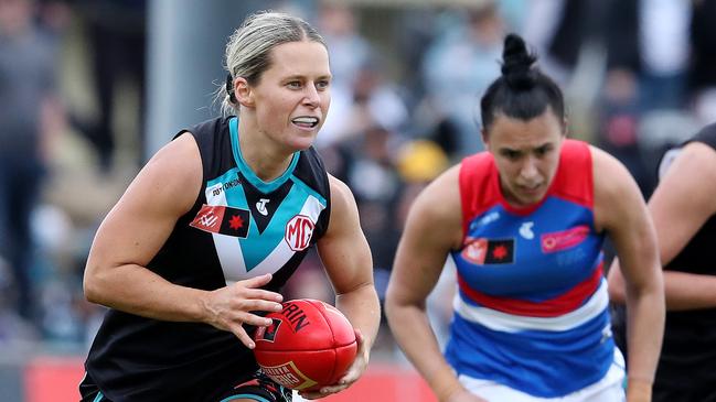 Kate Surman in action for the Power last season. Picture: Sarah Reed/AFL Photos via Getty Images