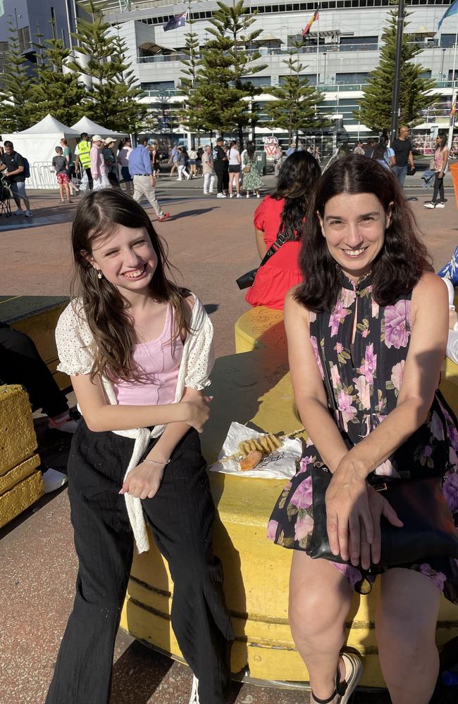 Rosalie and Anita at Docklands for the 2024 New Year's Eve fireworks. Picture: Athos Sirianos