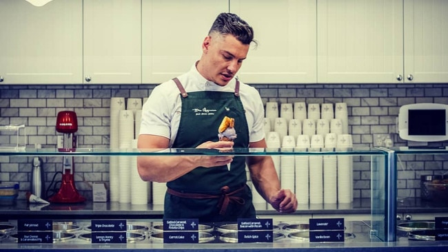 Ben Ungermann inside his ice cream store.