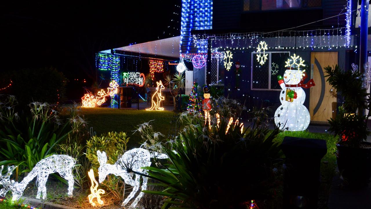 Christmas lights in Georgemilton St in West Mackay. Picture: Rae Wilson