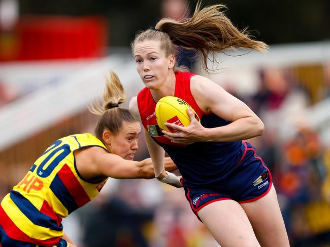 Eden Zanker is a constant threat for the Demons. Picture: Dylan Burns/AFL Photos via Getty Images