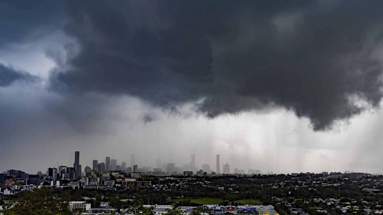 Afternoon storm over Brisbane from Windsor, Thursday, September 12, 2024 – Picture: Richard Walker