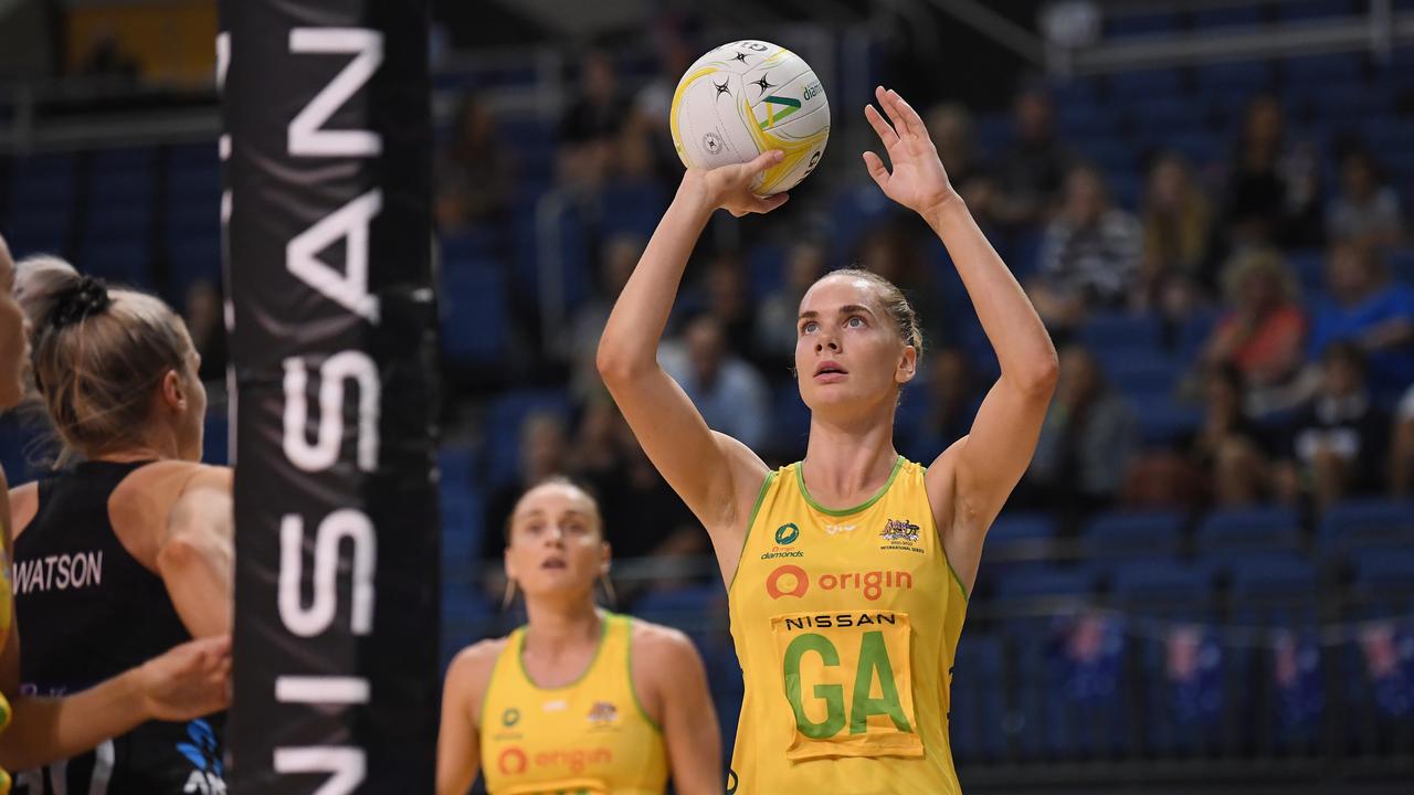 Diamonds GA Kiera Austin and netball are shooting for Olympic Games inclusion. Picture: Kai Schwoerer/Getty Images