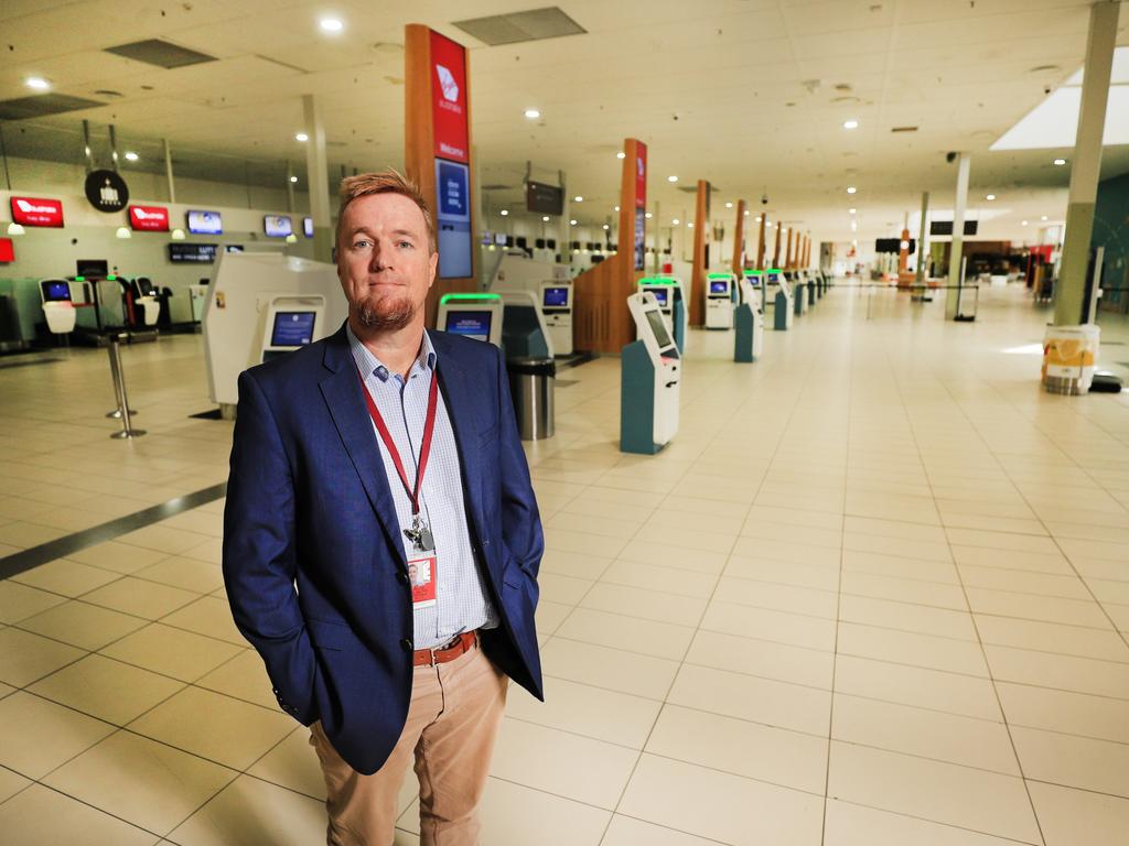 Queensland Airports CEO Chris Mills at an empty Gold Coast Airport. Picture: Scott Powick