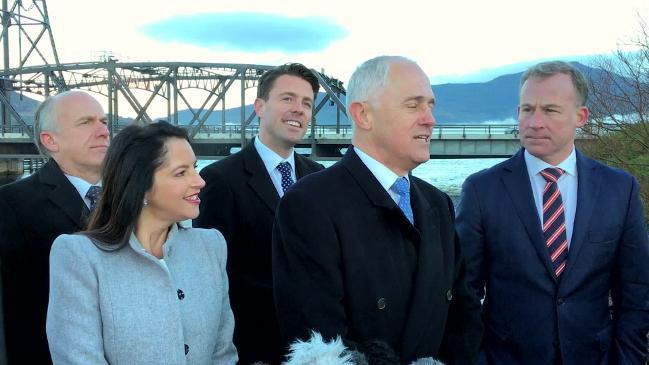 Prime Minister Malcolm Turnbull in Tasmania on 2018 state budget day.