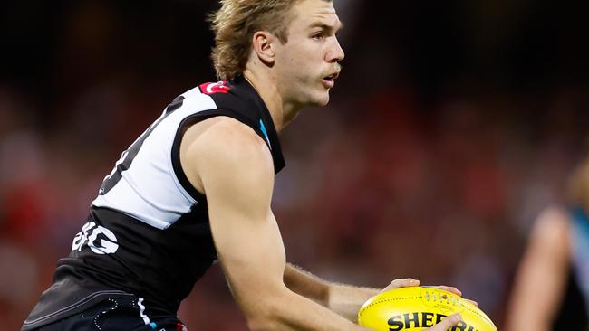 Jason Horne-Francis will play in the Indigenous All-Stars game. Picture: Dylan Burns/AFL Photos via Getty Images