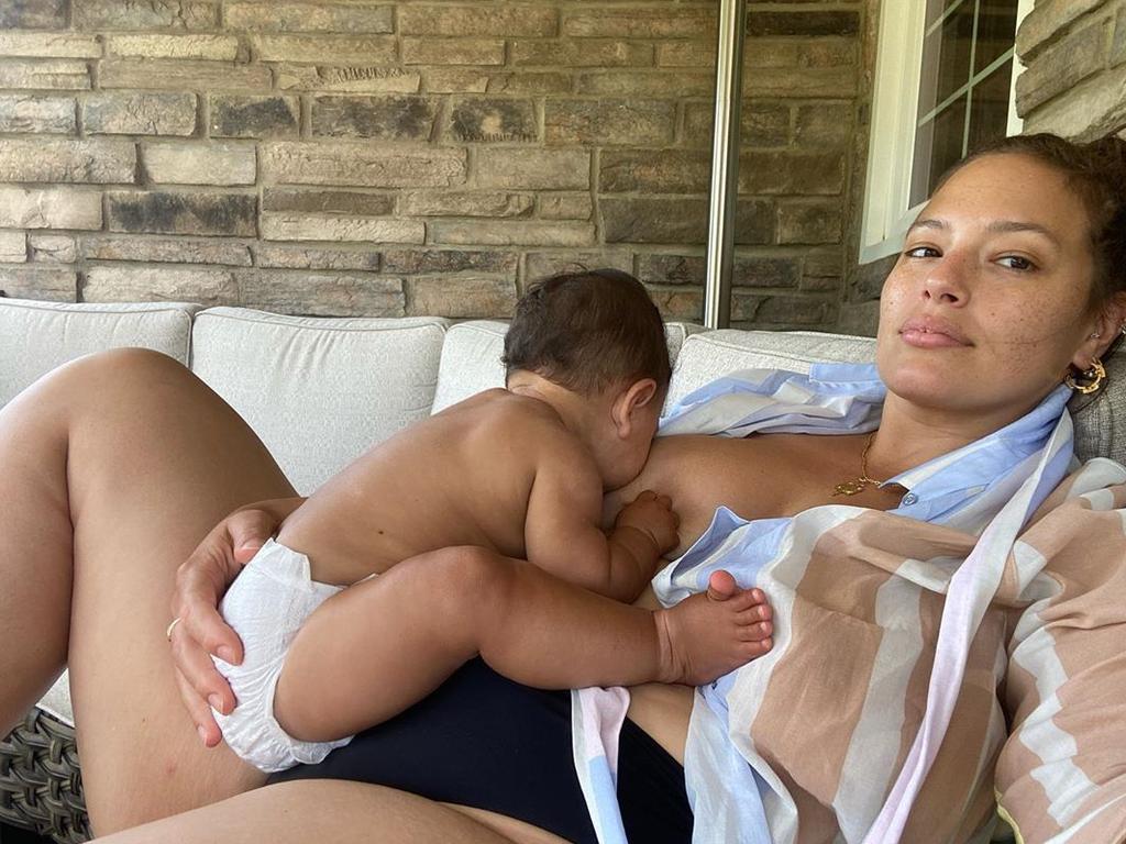 The supermodel gave birth to her son Isaac in January. Picture: Instagram.