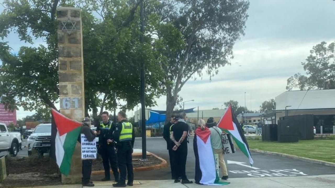 Pro-Palestine protesters have staged a rally outside a Jewish school in Perth. Picture: X