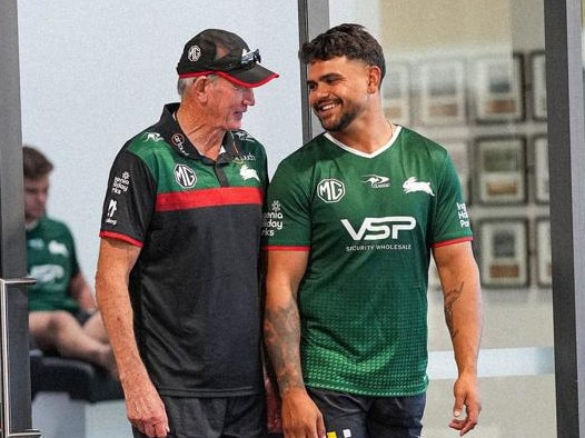 South Sydney coach Wayne Bennett and Latrell Mitchell. Pic: Instagram