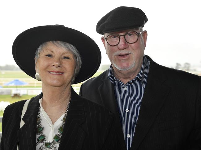 The Ladbrokes 2024 Moe Cup is held at Moe Horse Racing Club, Moe Victoria, Friday 18th October 2024. Racegoers Kaye and Mark Warburton, enjoying the races.Picture: Andrew Batsch