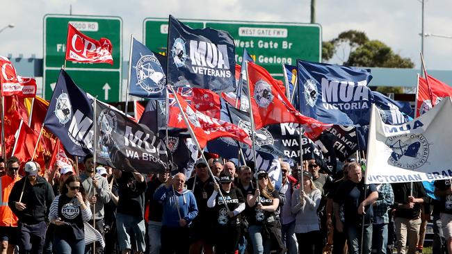 The MUA and the CFMEU are the two most militant unions in Austraila. Picture: Stuart McEvoy.