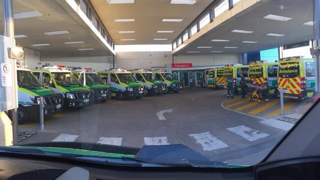 Ambulance ramping at Flinders Medical Centre on last September.