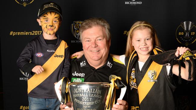 Neil Balme with th Richmond premiership cup for fans. Picture: Lawrence Pinder