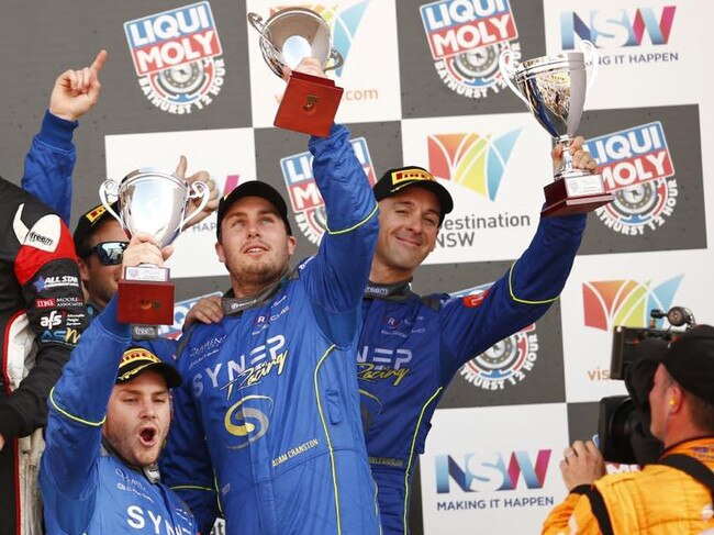 Adam Cranston (third from right) celebrating at Bathurst.