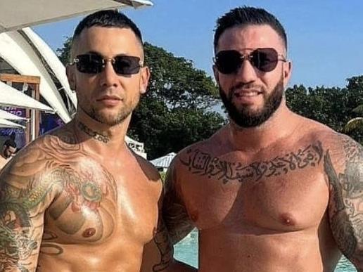 Sydney gangland member Mohammed “Little Crazy” Hamzy (left) and Sam "The Punisher" Abdulrahim (right) on holidays. Picture: Supplied