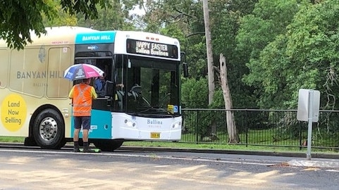 Traffic was diverted through the Southern Cross University campus after parts of Industry Drive and Cynthia Wilson Drive, East Lismore, were two of the road closed after oil spills on Wednesday March 17, 2021. Photo: Alison Paterson