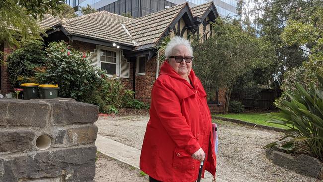 Vernita Zigouras fears her 100-year-old Elland Ave home could be knocked down to make way for the Suburban Rail Loop works in Box Hill. Picture: Kiel Egging.