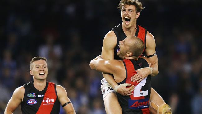 Orazio Fantasia (left) and Joe Daniher both stayed at the Bombers.