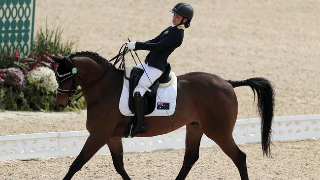 Emma Booth of Australia, on-board Zidane during Equestrian — Dressage — Individual Championship Test — Grade II Final on day 8 of the Rio 2016 Paralympic Games. Picture: Getty