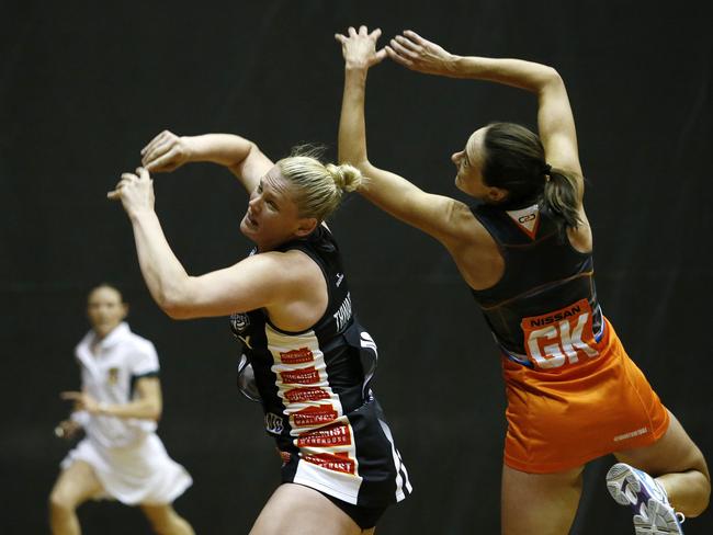 The Giants in a netball friendly with the Magpies pre-season. The Giants won all their pre-season matches.