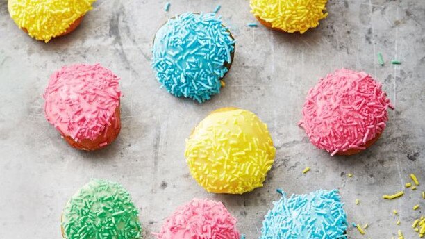 These doughnut holes are bright and tasty.