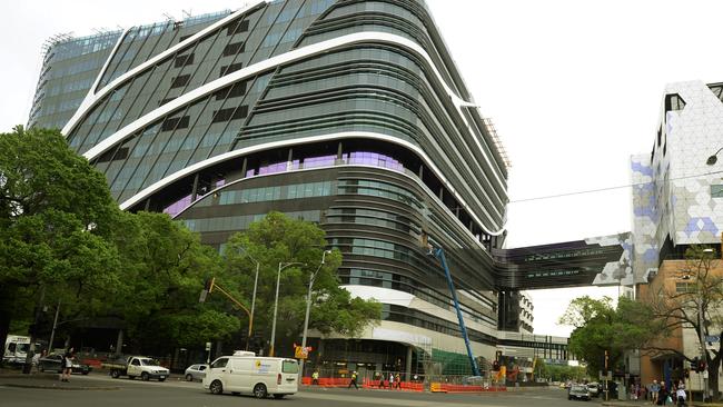 The Peter MacCallum Cancer Centre has boosted security to give patients unimpeded access to the building during the anti-euthanasia protest. Picture: Kris Reichl