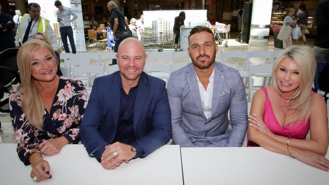 The judging panel of the local pageant with judges Gabrielle Bartlett from MAFS, Anthony Nasso from Alfaparf Milano, Eden Dally from Love Island and National Director of Miss World Australia Deborah Miller.