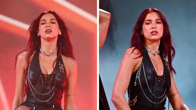 Dua Lipa performs at Glastonbury.